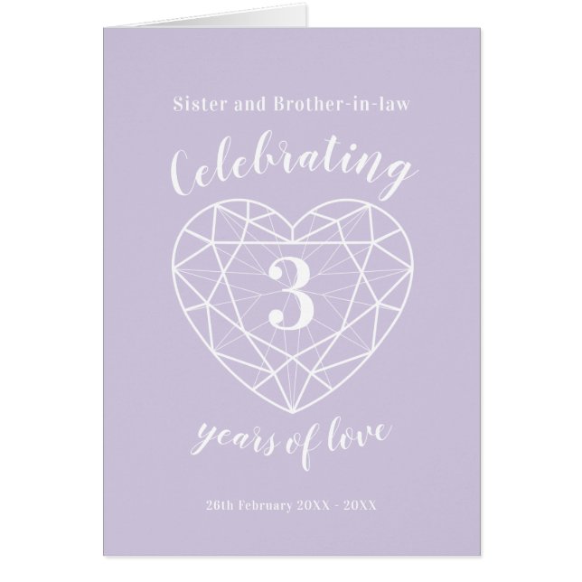3rd wedding anniversary crystal 3 years love card (Front)