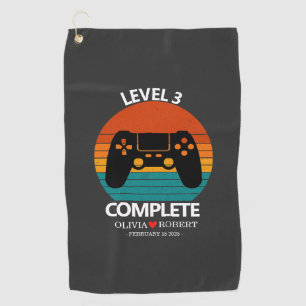 3rd Wedding Anniversary Custom Retro Video Game Golf Towel