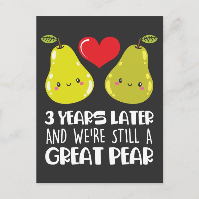 3rd Wedding Anniversary Gift Married Couple Pear Postcard (Front)