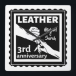3RD Wedding anniversary holding hands traditional<br><div class="desc">If you would like any help customising this design, please use the ask this designer button, just below this text. This design has an illustration of a married couple holding hands, in black and white. The Woman's hand has a wedding ring. The text reads 3rd wedding anniversary timer leather. As...</div>