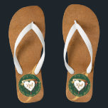3rd Wedding Anniversary Leather Image Jandals<br><div class="desc">Looking for the right,  3rd anniversary flipflops honouring their anniversary?! I've designed these with "bold" in mind and the traditional jade and leather imagery together with your medallion text and my fancy hearts make for a regal and fitting design for your special day!</div>