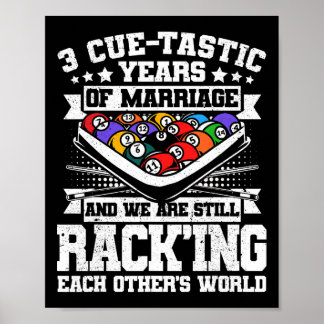 3rd Wedding Anniversary Pool Billiards 3 Years Mar Poster