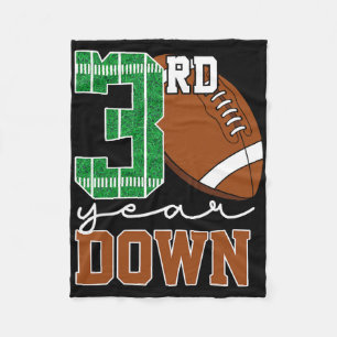 3rd Year Down Football Lover Third Birthday Boy Pa Fleece Blanket