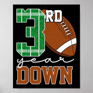 3rd Year Down Football Lover Third Birthday Boy Pa Poster