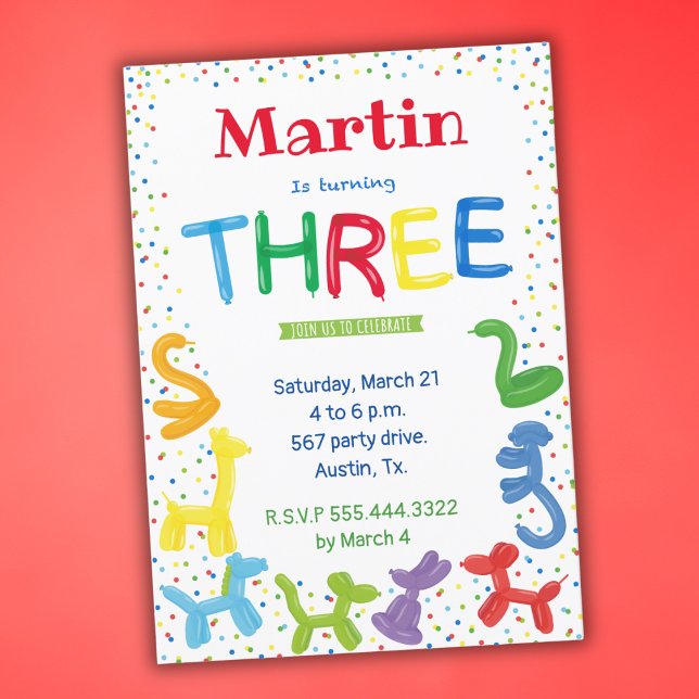 3rth birthday animal balloon invitation (Creator Uploaded)