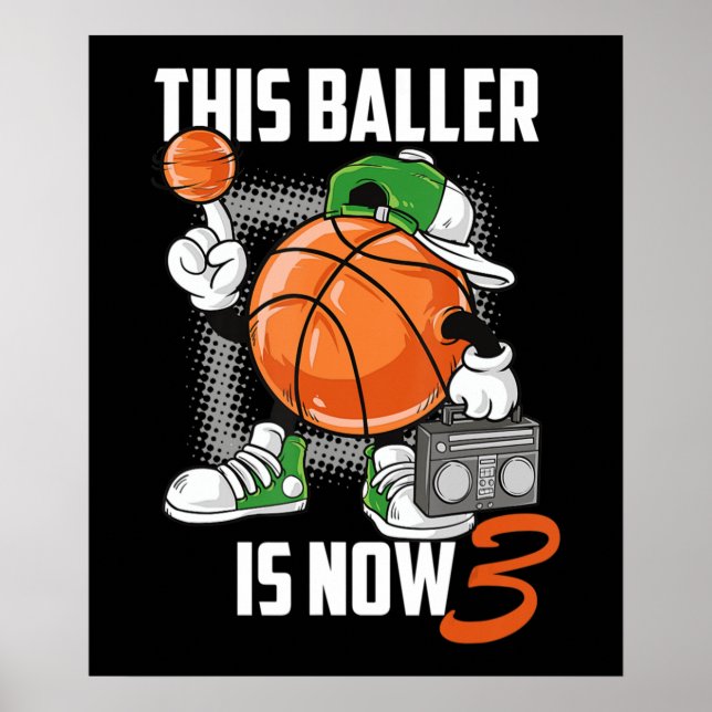 3th Birthday Basketball Player Funny 3 Years Old Poster (Front)