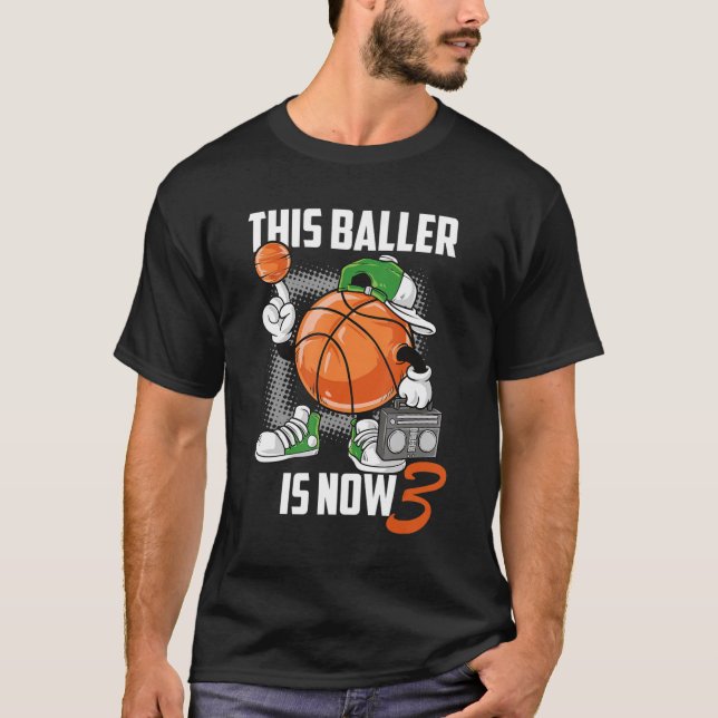 3th Birthday Basketball Player Funny 3 Years Old T-Shirt (Front)
