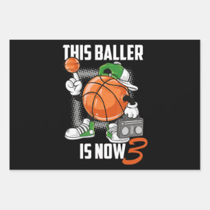 3th Birthday Basketball Player Funny 3 Years Old Wrapping Paper Sheet