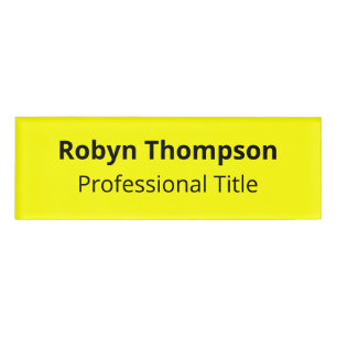 3x1 Yellow Acrylic Name Tag Magnetic Professional