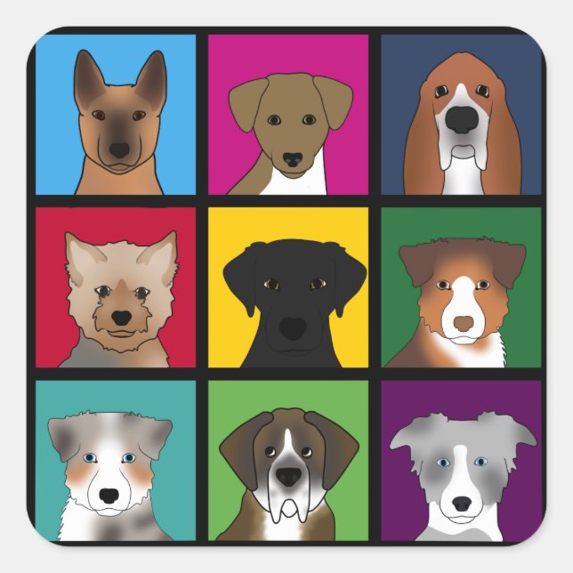 3x3 dogs square sticker (Front)