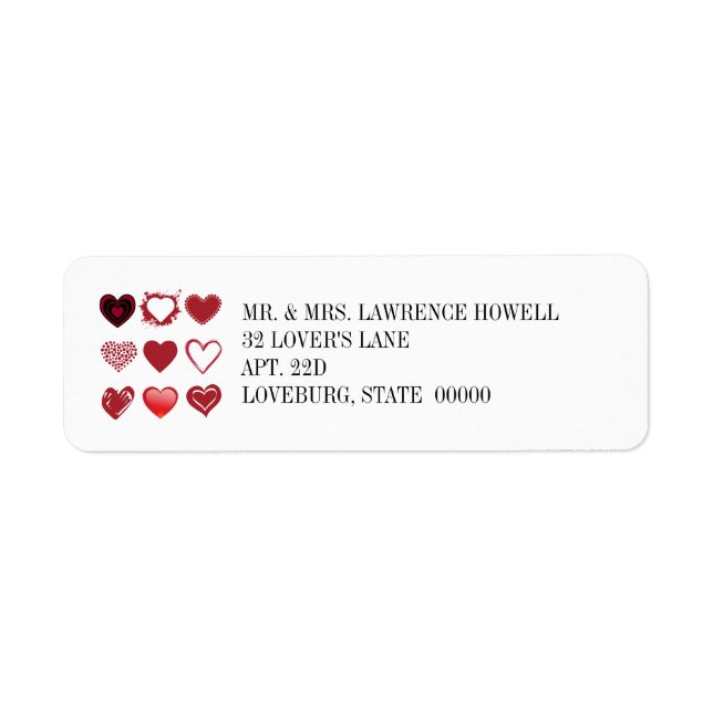 3x3 Heart Grid Valentine Return Address Label (Front)