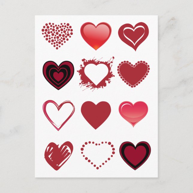 3x4 Heart Grid Valentine Postcard (Front)