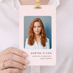 3x5 Badge ID Card   Minimal Photo Name Badges