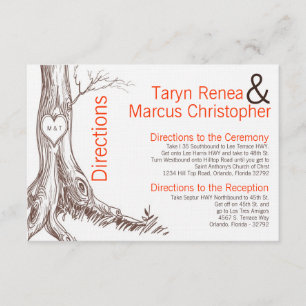 3x5 Directions Card Fall Tree Initial Carvings