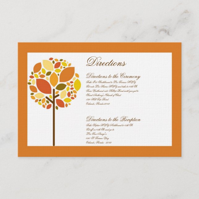 3x5 Directions Card Modern Autumn Tree Fall (Front)