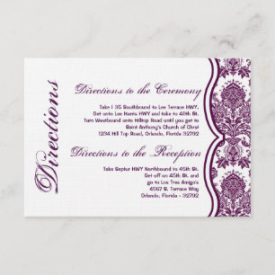 3x5 Directions Card Plum Purple Damask Lace