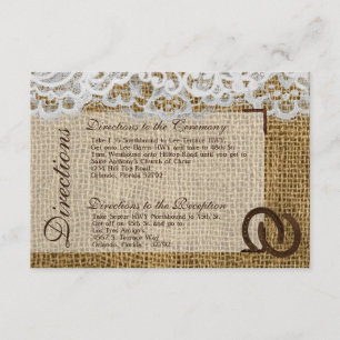 3x5 Directions Card Wedding Horse Shoes on Burlap