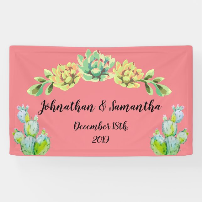 3'x5' Personalised Banner Bohemian Cactus Succulen (Horizontal)