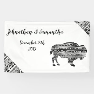3'x5' Personalised Banner Boho Buffalo Tribal Patt