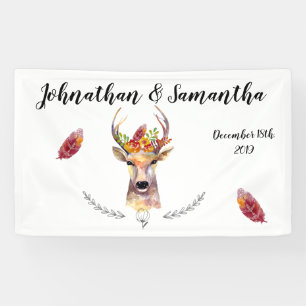 3'x5' Personalised Banner Boho Deer Buck Head Brow