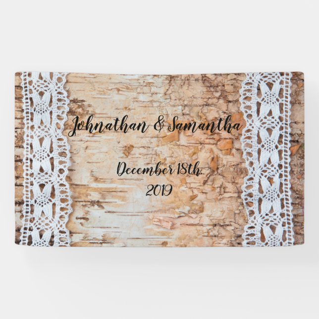 3'x5' Personalised Banner country barn wood lace t (Horizontal)