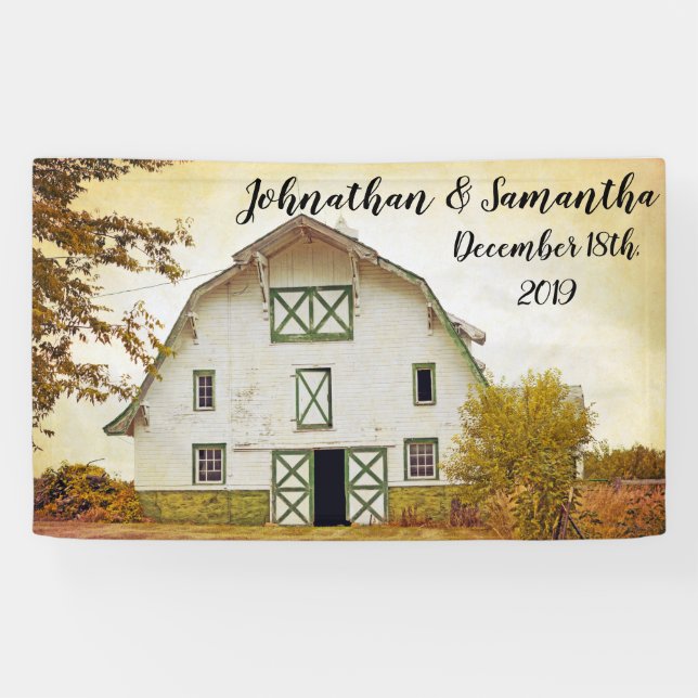 3'x5' Personalised Banner Sunset Barn Country Rust (Horizontal)