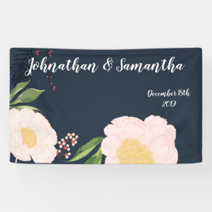 3'x5' Personalised Banner White Floral Flowers on