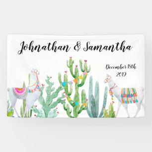 3'x5' Personalized Banner Boho Llama Bohemian Cact