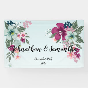 3'x5' Personalized Banner Tropical Flower on Blue