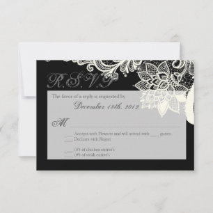 3x5 R.S.V.P. Card Vintage Victorian Lace Black
