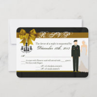3x5 R.S.V.P. Reply Card ARMY Uniform Groom Bride