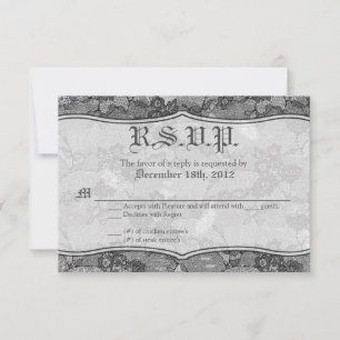 3x5 R.S.V.P. Reply Card Country Black Lace Print