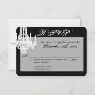 3x5 R.S.V.P. Reply Card Crystal Chandelier Glitz