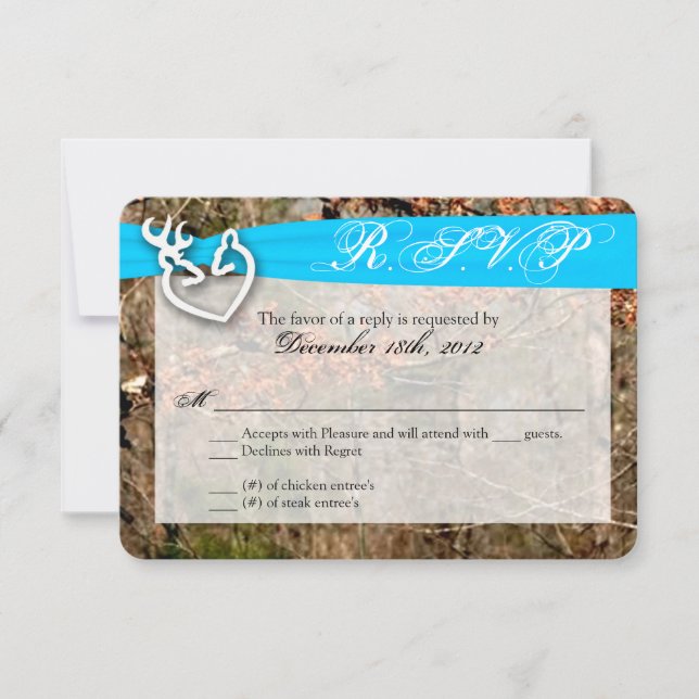 3x5 R.S.V.P. Reply Card Deer Couple Doe Buck Camo (Front)