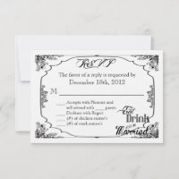3x5 R.S.V.P. Reply Card Eat Drink Be Married White