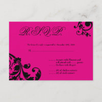3x5 R.S.V.P. Reply Card Hot Pink Floral Foliage