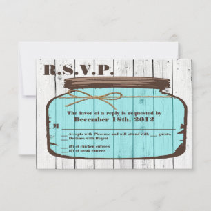 3x5 R.S.V.P. Reply Card Mason Jar Wood Country
