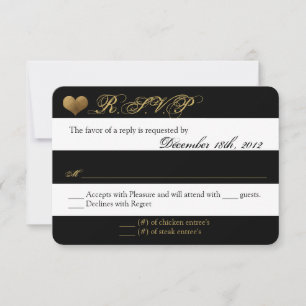 3x5 R.S.V.P. Reply Card Modern Stripe Black White