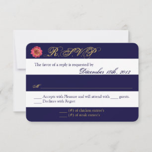 3x5 R.S.V.P. Reply Card Modern Stripe Navy White