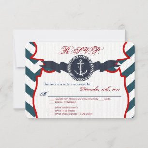 3x5 R.S.V.P. Reply Card Nautical Anchor Compass