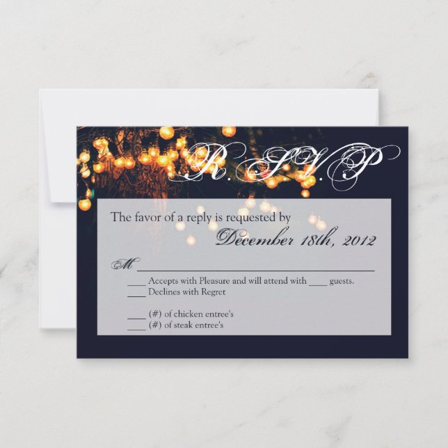 3x5 R.S.V.P. Reply Card Oak Tree String Lights Nig (Front)