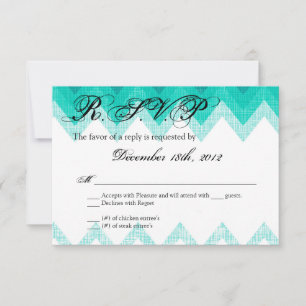 3x5 R.S.V.P. Reply Card Ombre Chevron Teal
