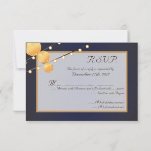 3x5 R.S.V.P. Reply Card Paper Lanterns on Blue