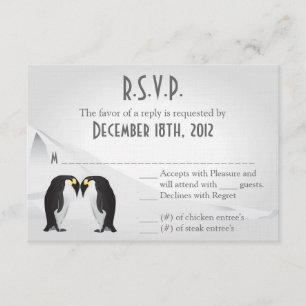 3x5 R.S.V.P. Reply Card Penguins Mate for Life
