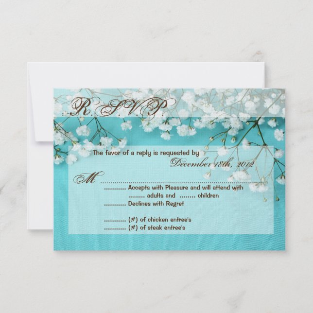 3x5 R.S.V.P. Reply Card Spring Babys Breath Flower (Front)