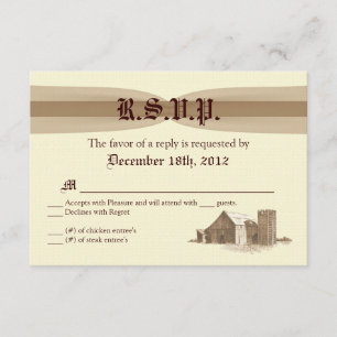 3x5 R.S.V.P. Reply Card Vintage Country Barn Farm