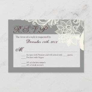 3x5 R.S.V.P. Reply Card Vintage Victorian Lace Gre