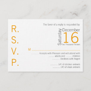 3x5 R.S.V.P. Reply Card Yellow Grey Name Chevron