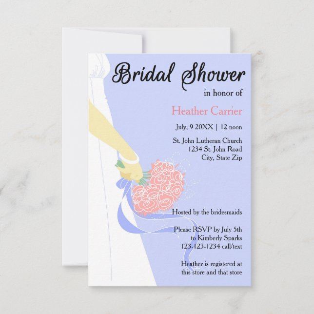 3x5 Vertical Dress & Bouquet -Bridal Shower Invite (Front)