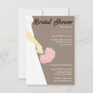 3x5 Vertical Dress & Bouquet -Bridal Shower Invite
